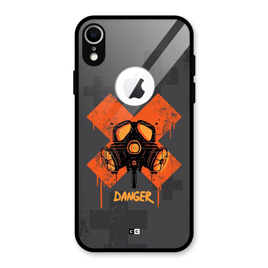 Danger Mask Glass Back Case for iPhone XR Logo Cut