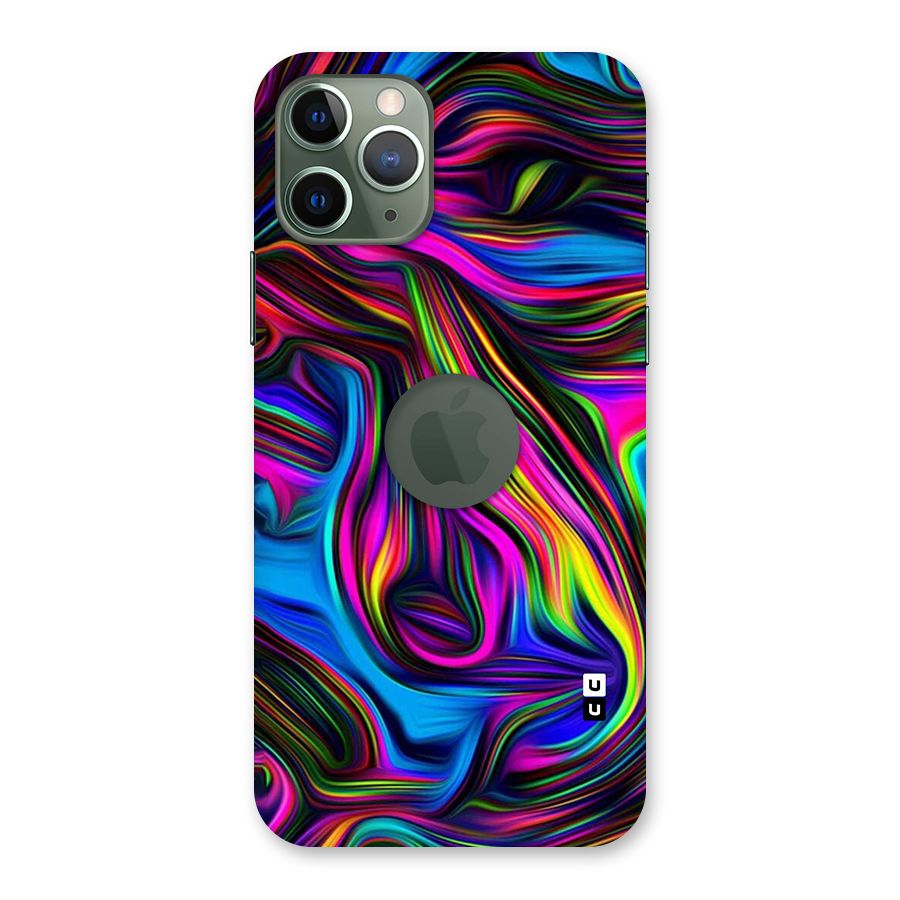 Dark Colorful Oil Abstract Back Case for iPhone 11 Pro Logo  Cut