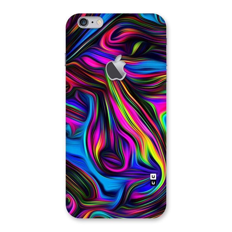 Dark Colorful Oil Abstract Back Case for iPhone 6 Plus 6S Plus Logo Cut