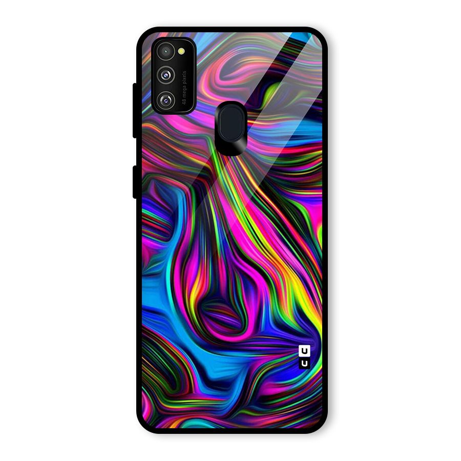 Dark Colorful Oil Abstract Glass Back Case for Galaxy M21