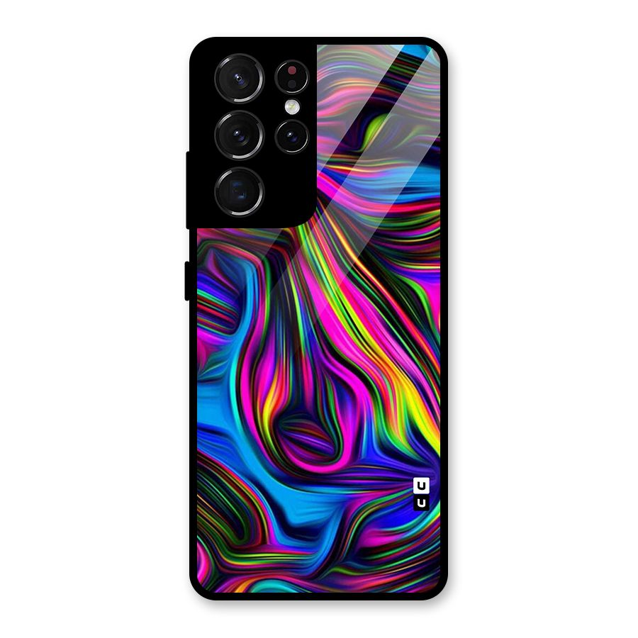 Dark Colorful Oil Abstract Glass Back Case for Galaxy S21 Ultra 5G