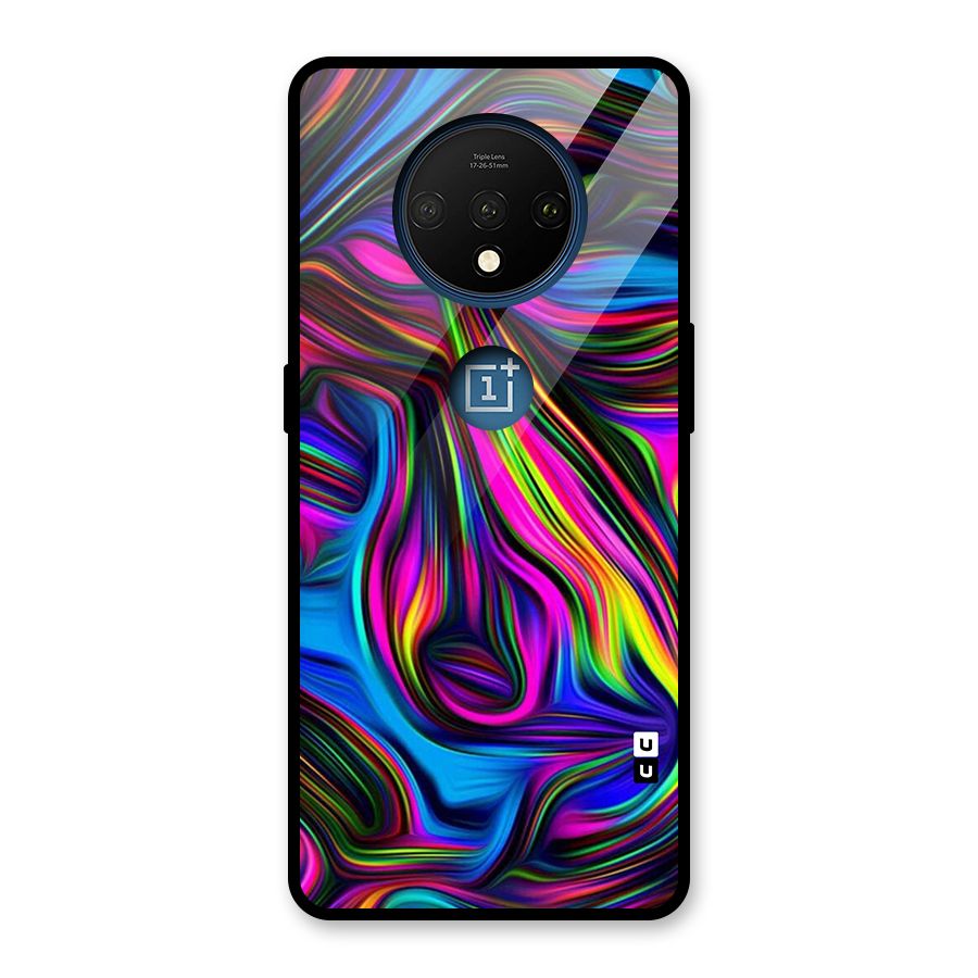 Dark Colorful Oil Abstract Glass Back Case for OnePlus 7T