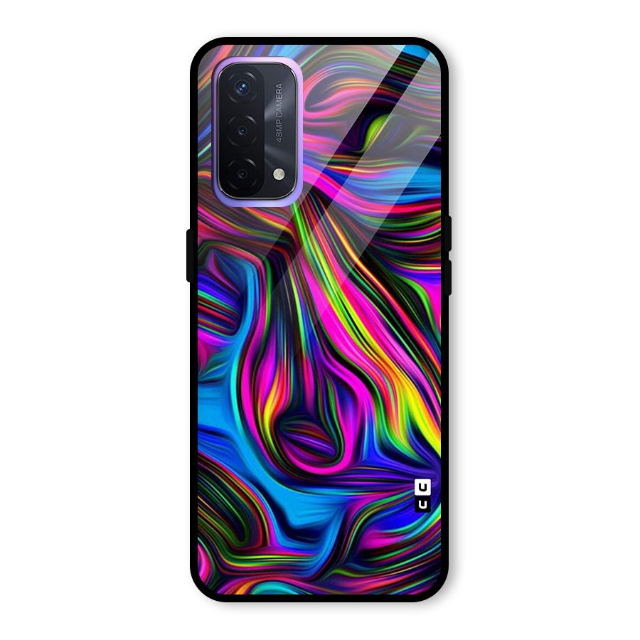 Dark Colorful Oil Abstract Glass Back Case for Oppo A74 5G