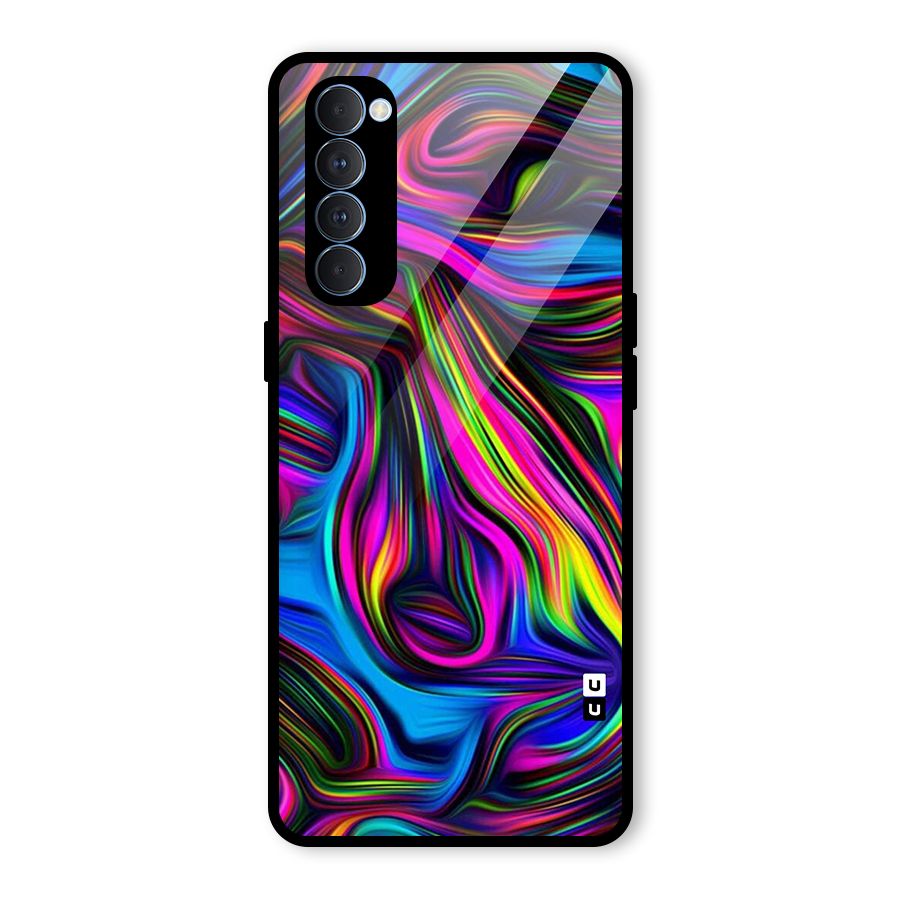 Dark Colorful Oil Abstract Glass Back Case for Oppo Reno4 Pro