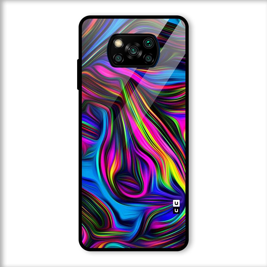 Dark Colorful Oil Abstract Glass Back Case for Poco X3