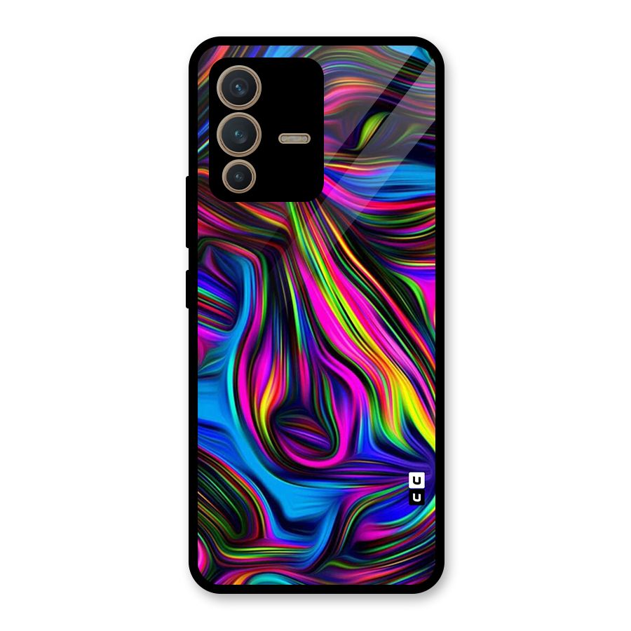Dark Colorful Oil Abstract Glass Back Case for Vivo V23 5G