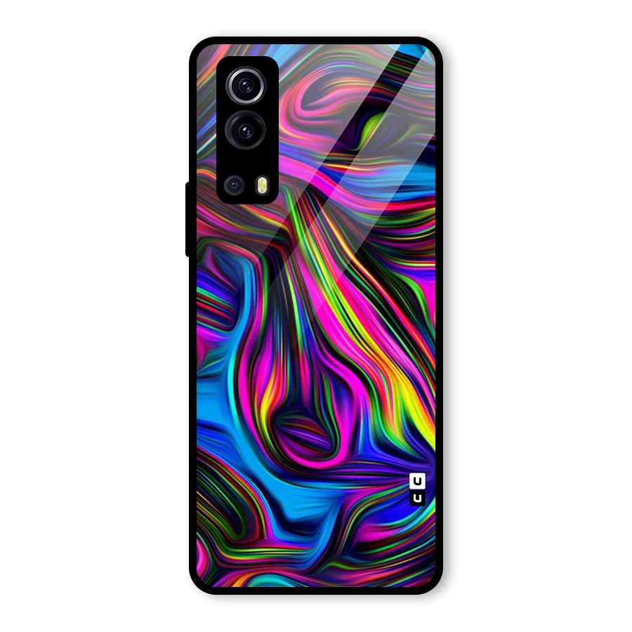 Dark Colorful Oil Abstract Glass Back Case for Vivo iQOO Z3