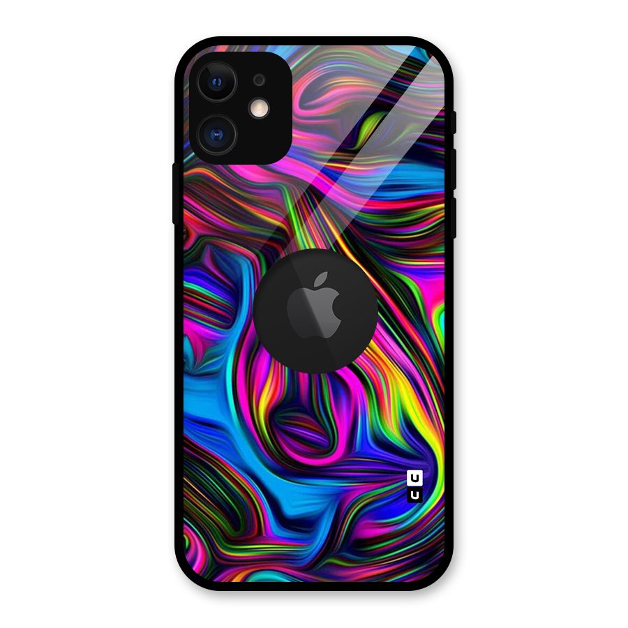Dark Colorful Oil Abstract Glass Back Case for iPhone 11 Logo Cut