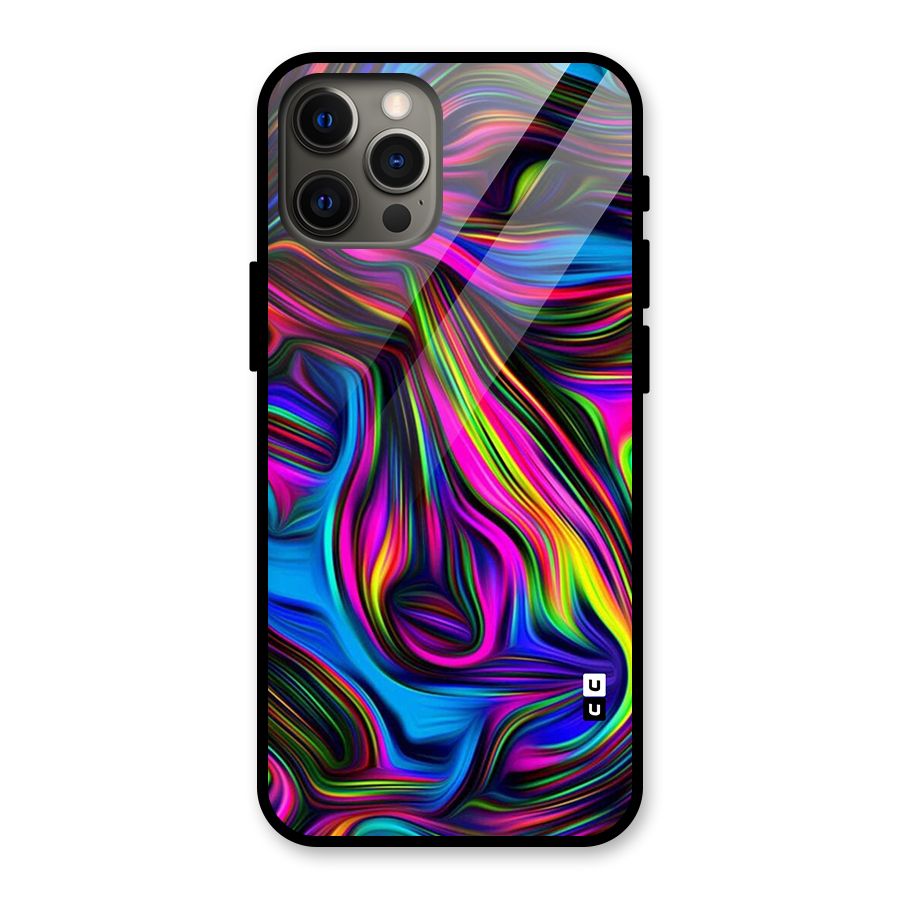 Dark Colorful Oil Abstract Glass Back Case for iPhone 12 Pro Max