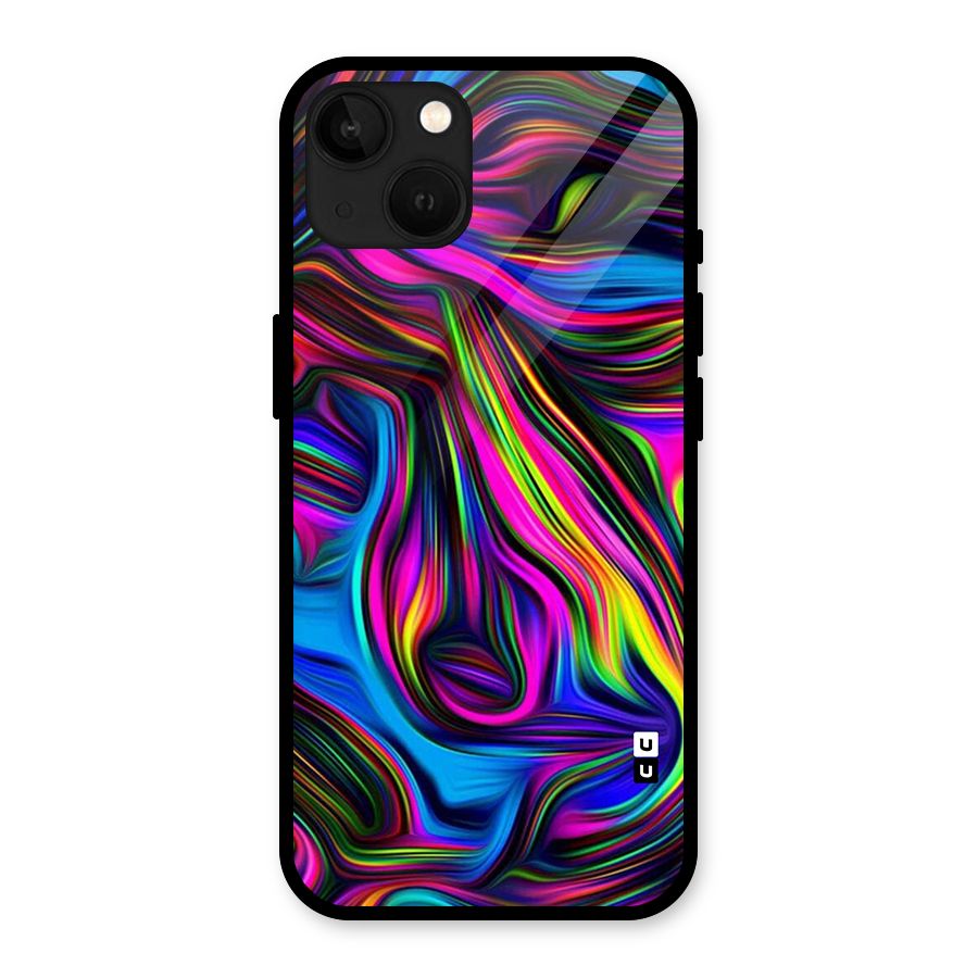 Dark Colorful Oil Abstract Glass Back Case for iPhone 13