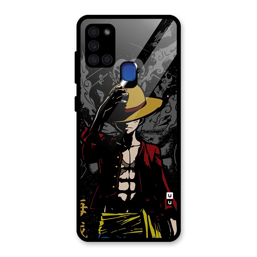 Dark Luffy Art Glass Back Case for Galaxy A21s