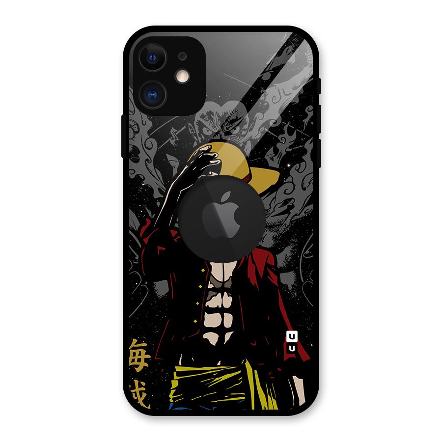 Dark Luffy Art Glass Back Case for iPhone 11 Logo Cut