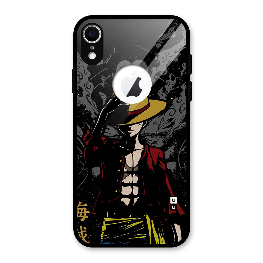 Dark Luffy Art Glass Back Case for iPhone XR Logo Cut