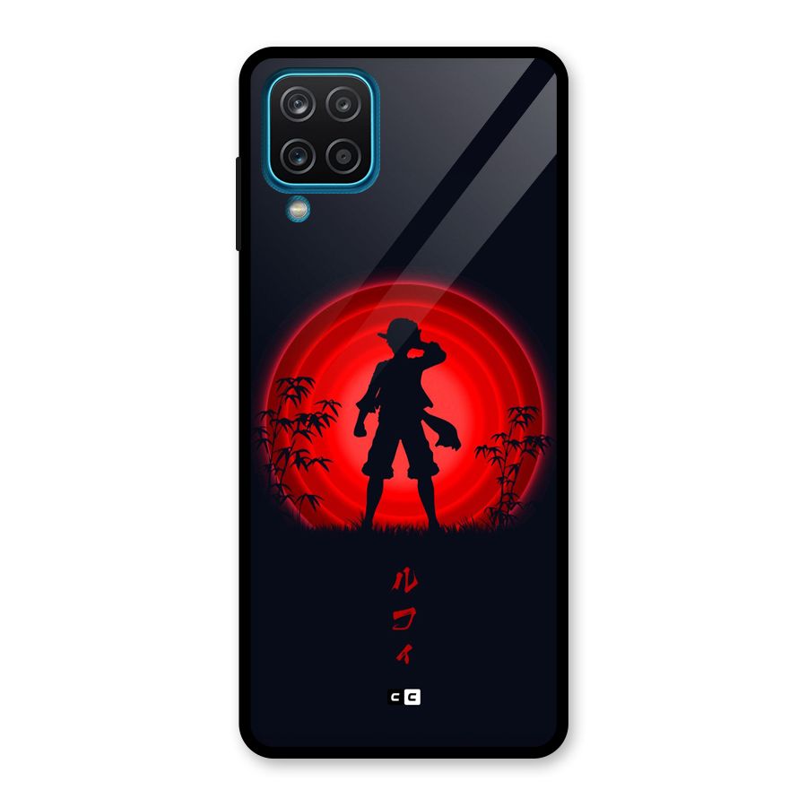 Dark Red Luffy Glass Back Case for Galaxy A12