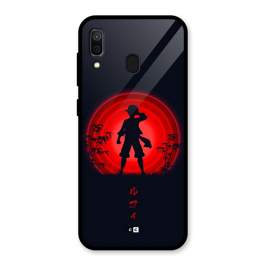 Dark Red Luffy Glass Back Case for Galaxy A30