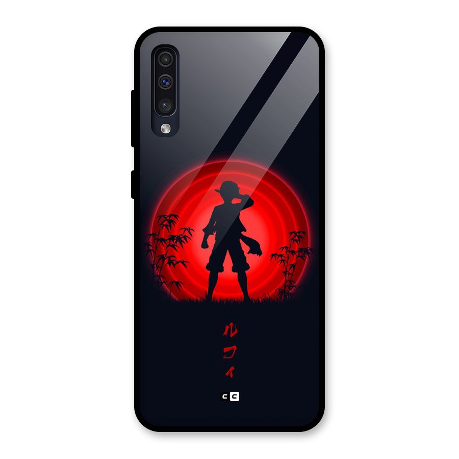 Dark Red Luffy Glass Back Case for Galaxy A50