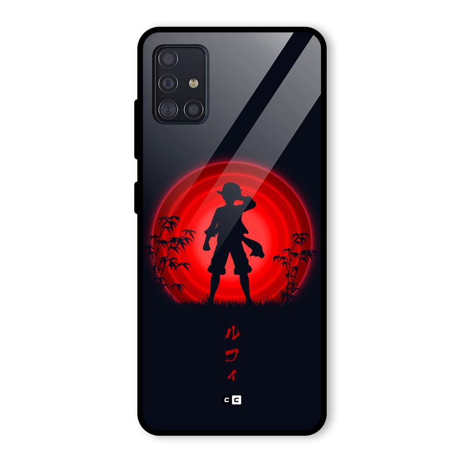Dark Red Luffy Glass Back Case for Galaxy A51