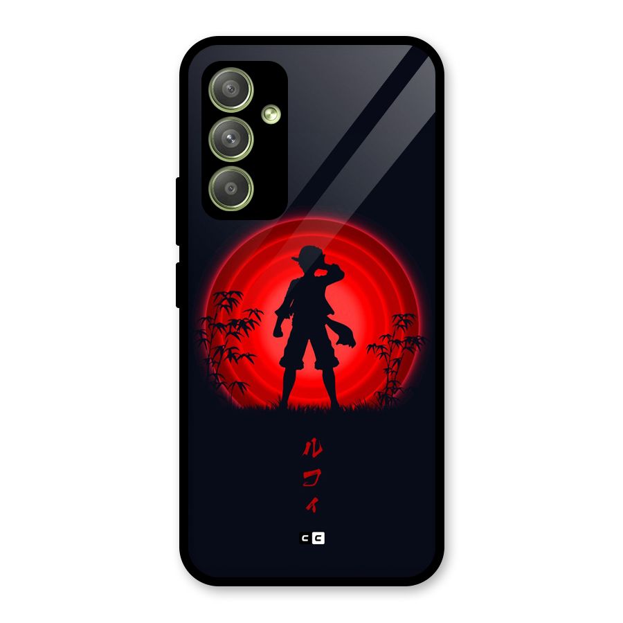 Dark Red Luffy Glass Back Case for Galaxy A54