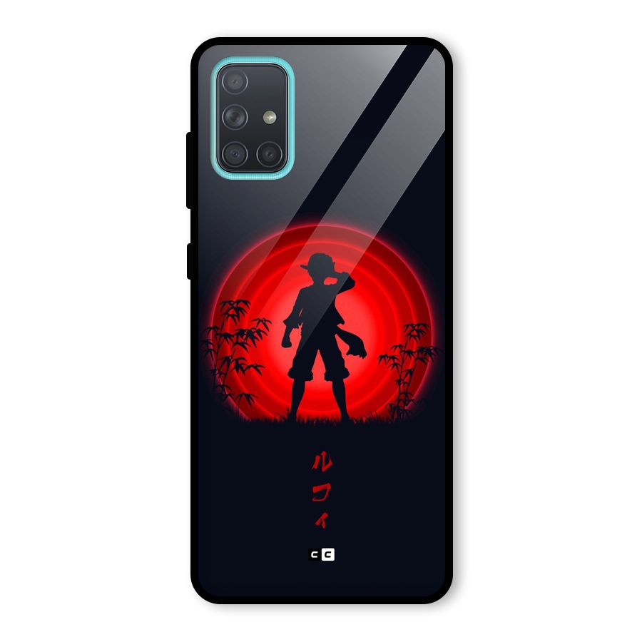 Dark Red Luffy Glass Back Case for Galaxy A71
