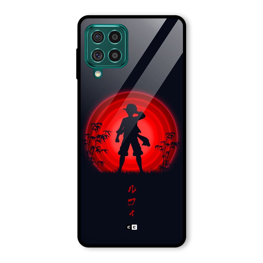 Dark Red Luffy Glass Back Case for Galaxy F62