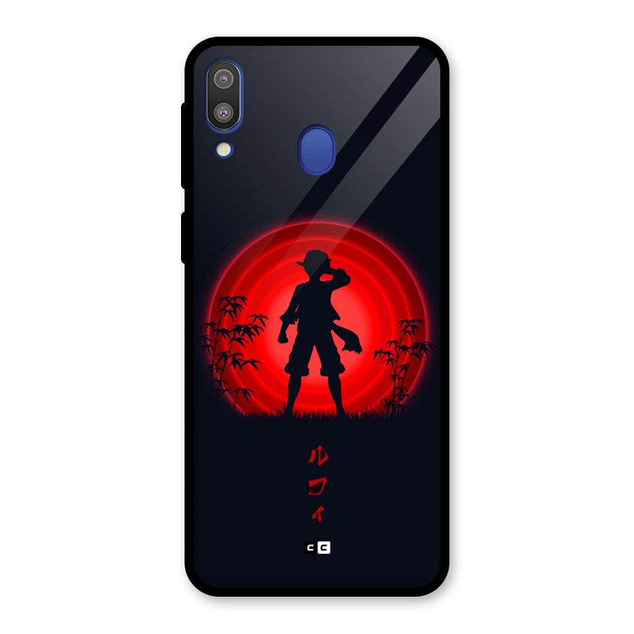 Dark Red Luffy Glass Back Case for Galaxy M20