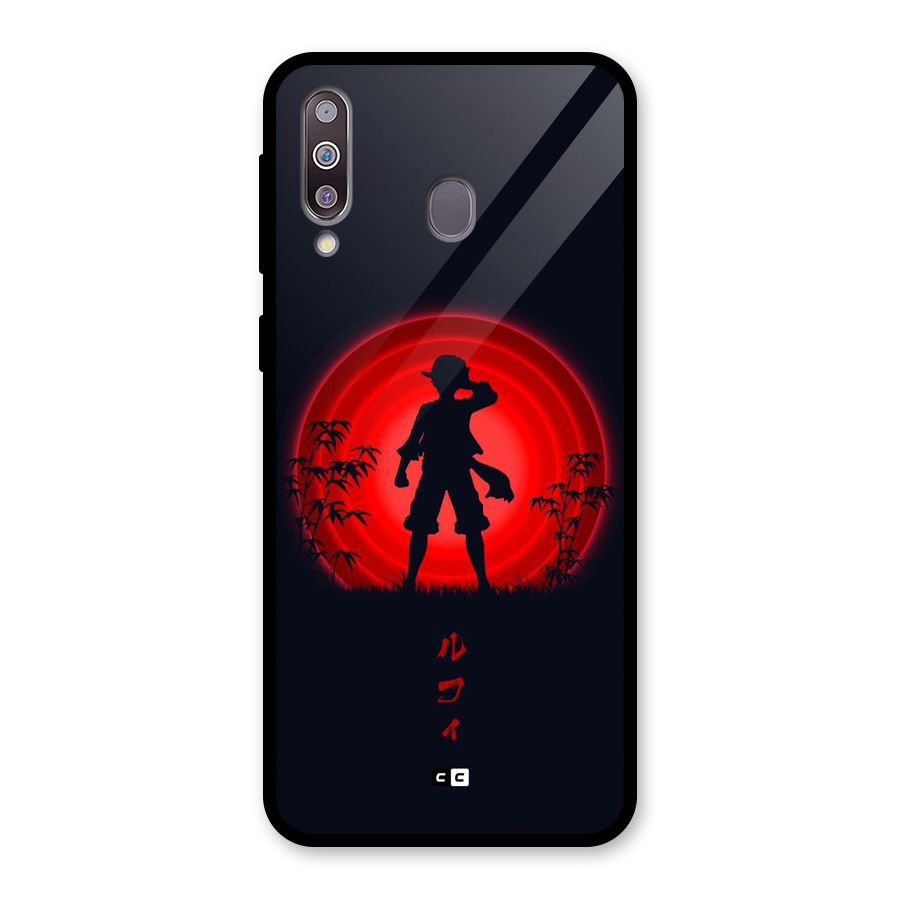 Dark Red Luffy Glass Back Case for Galaxy M30