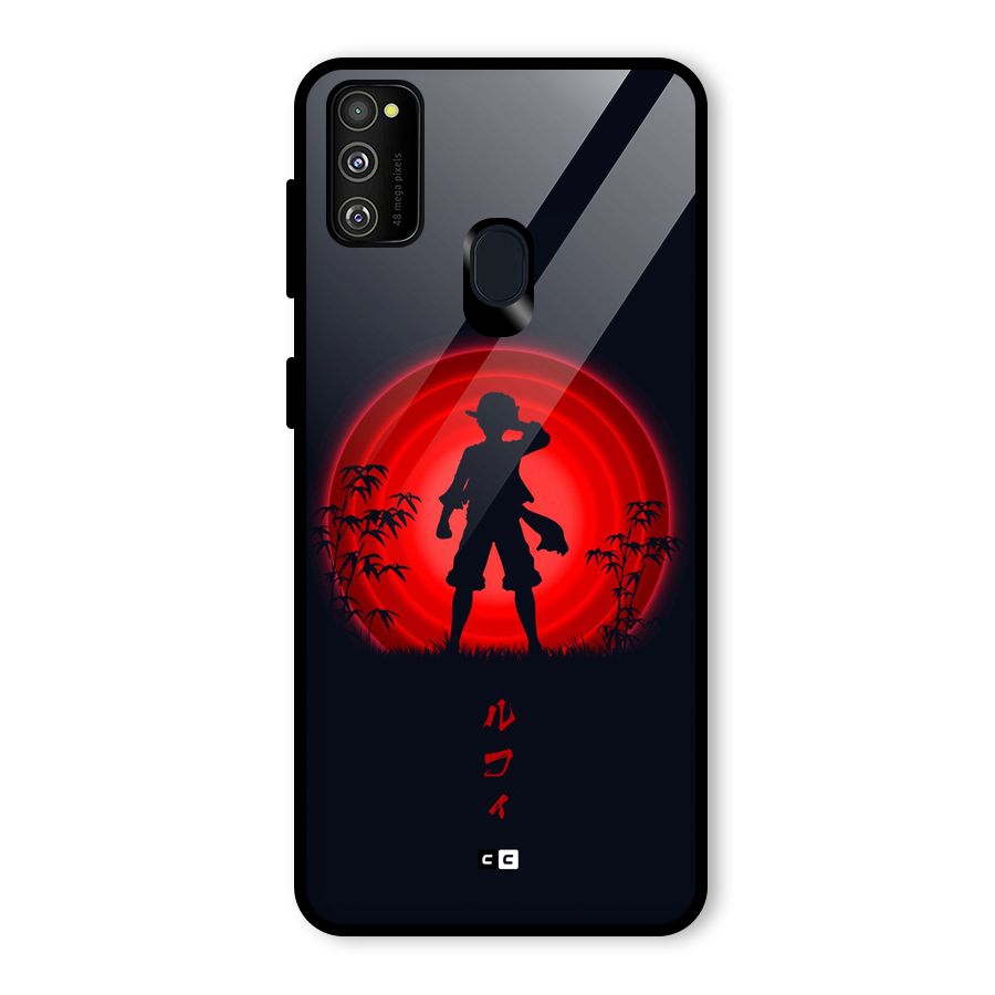 Dark Red Luffy Glass Back Case for Galaxy M30s
