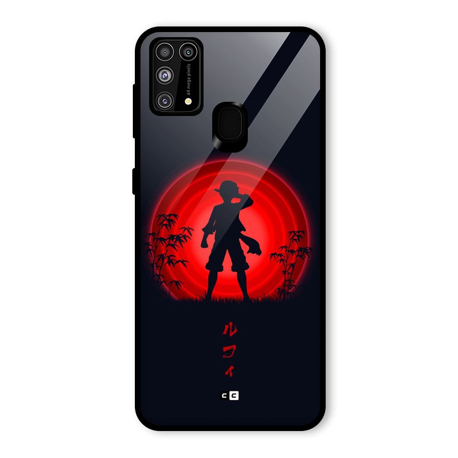 Dark Red Luffy Glass Back Case for Galaxy M31