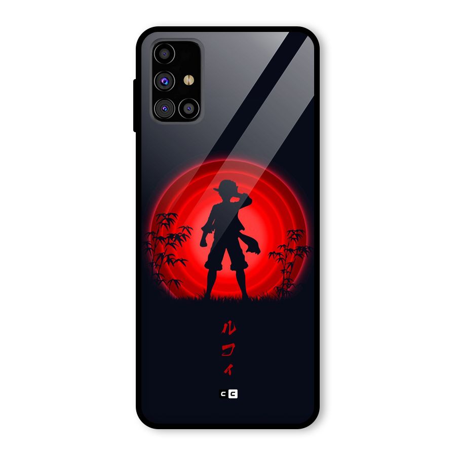 Dark Red Luffy Glass Back Case for Galaxy M31s