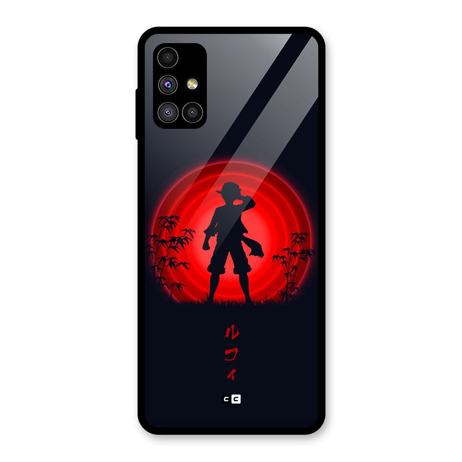 Dark Red Luffy Glass Back Case for Galaxy M51