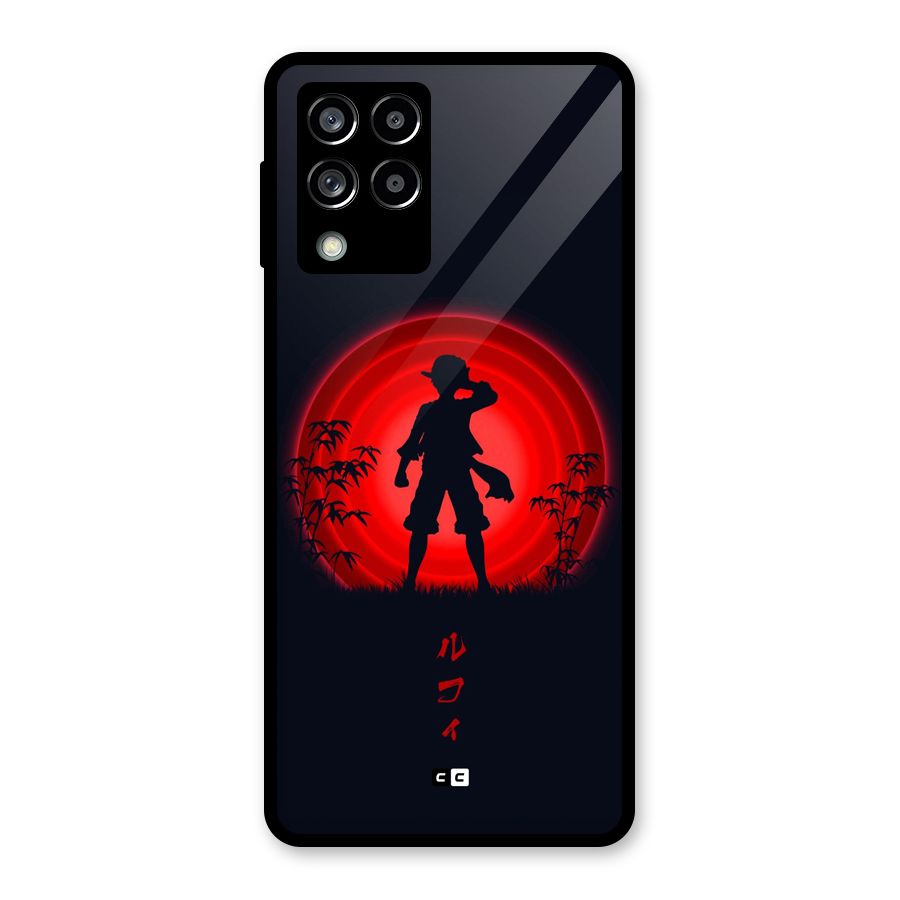 Dark Red Luffy Glass Back Case for Galaxy M53 5G