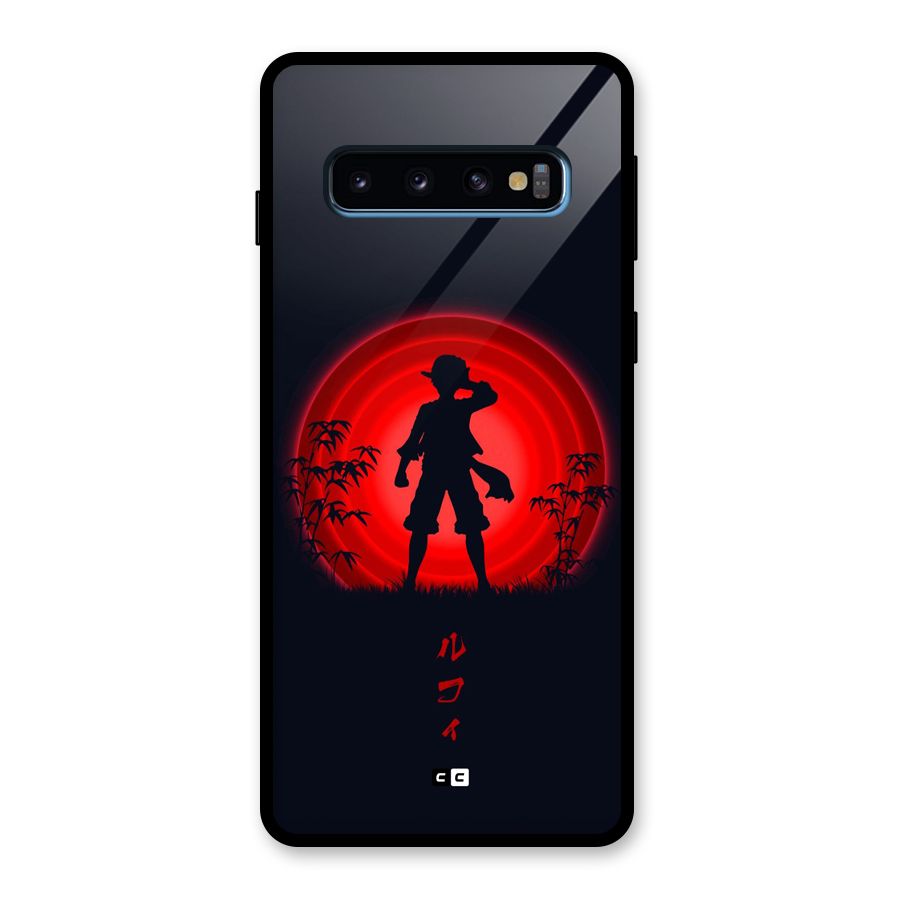 Dark Red Luffy Glass Back Case for Galaxy S10