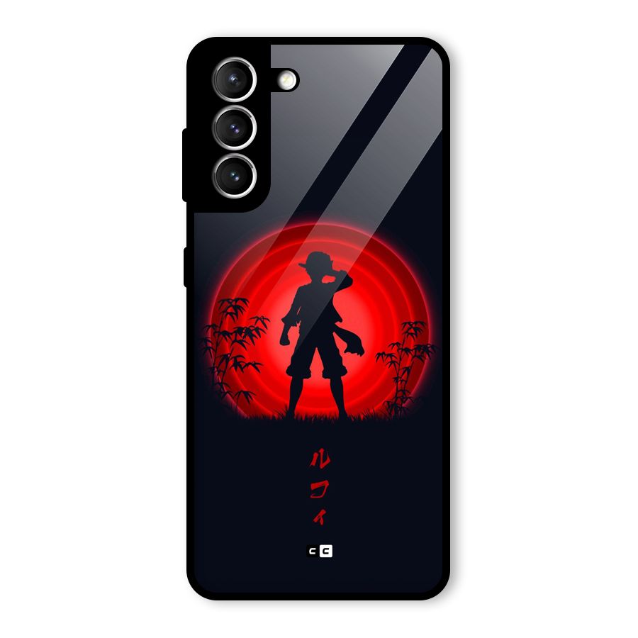 Dark Red Luffy Glass Back Case for Galaxy S21 5G