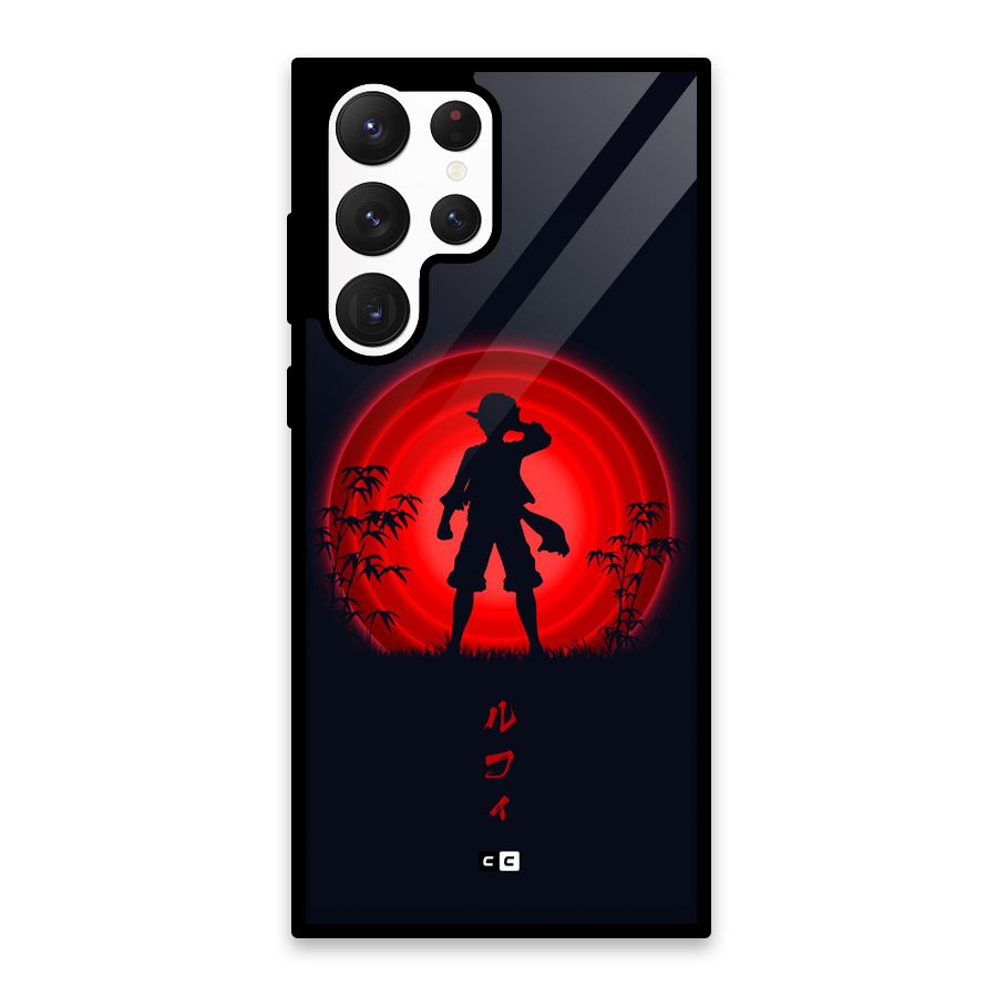 Dark Red Luffy Glass Back Case for Galaxy S22 Ultra 5G