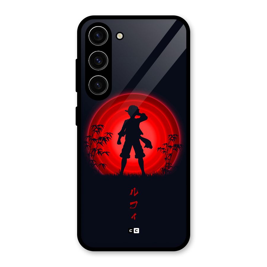 Dark Red Luffy Glass Back Case for Galaxy S23