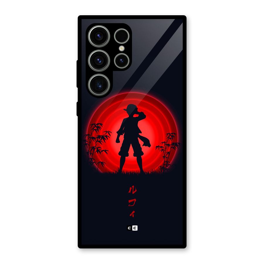 Dark Red Luffy Glass Back Case for Galaxy S23 Ultra