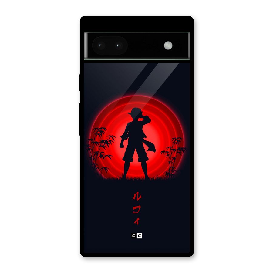 Dark Red Luffy Glass Back Case for Google Pixel 6a