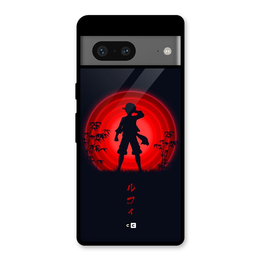 Dark Red Luffy Glass Back Case for Google Pixel 7