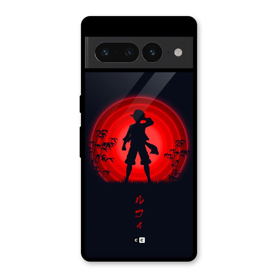 Dark Red Luffy Glass Back Case for Google Pixel 7 Pro