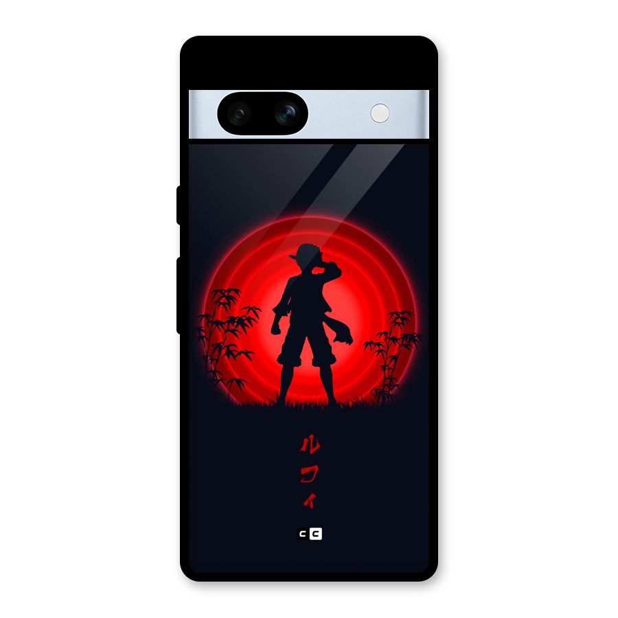 Dark Red Luffy Glass Back Case for Google Pixel 7a