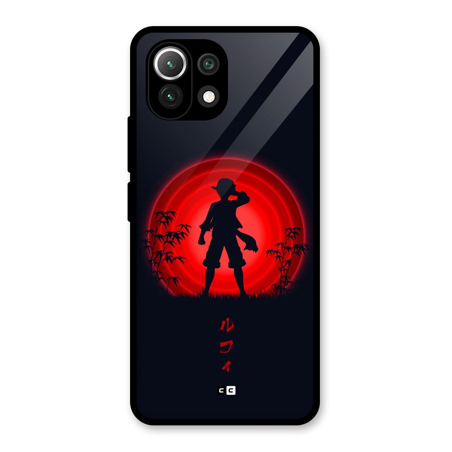 Dark Red Luffy Glass Back Case for Mi 11 Lite