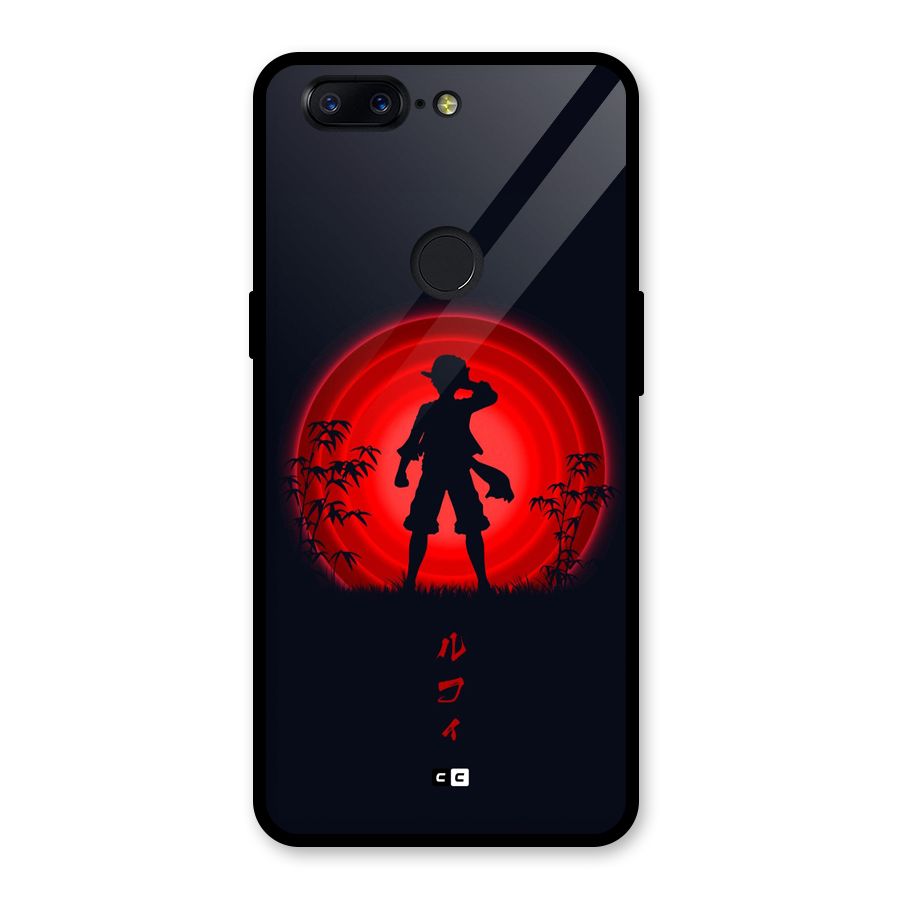 Dark Red Luffy Glass Back Case for OnePlus 5T