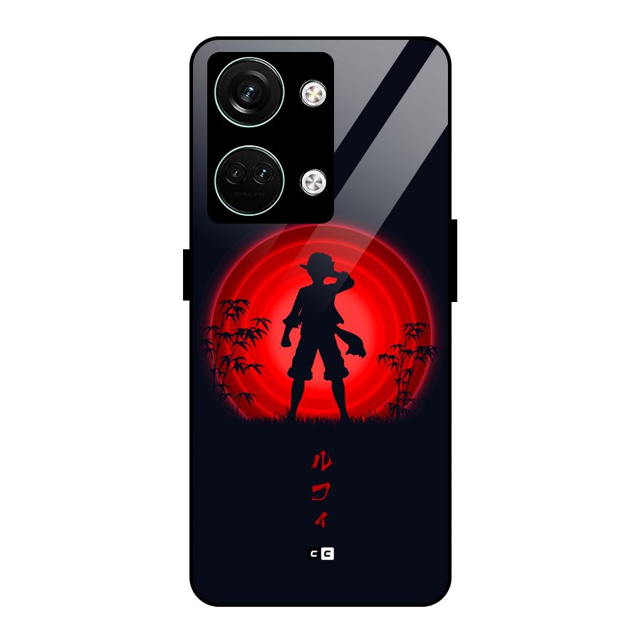 Dark Red Luffy Glass Back Case for Oneplus Nord 3