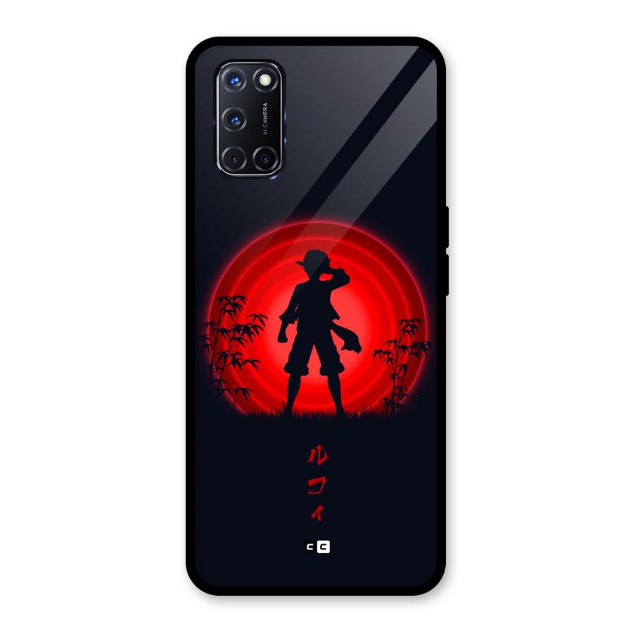 Dark Red Luffy Glass Back Case for Oppo A52