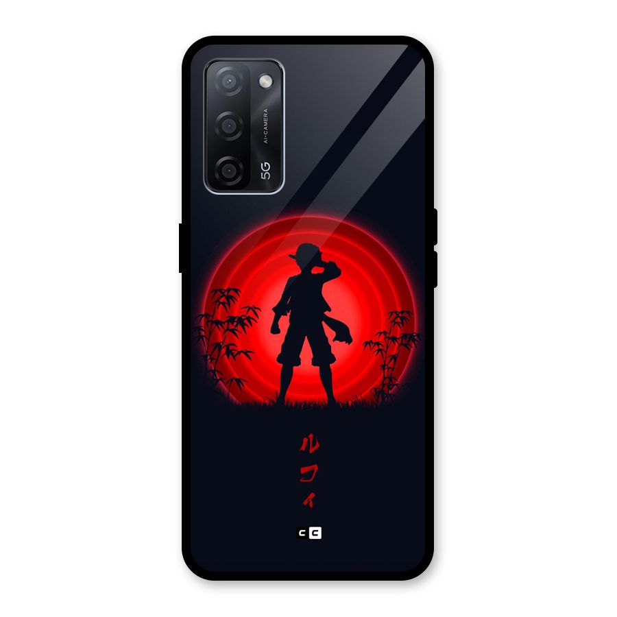 Dark Red Luffy Glass Back Case for Oppo A53s 5G