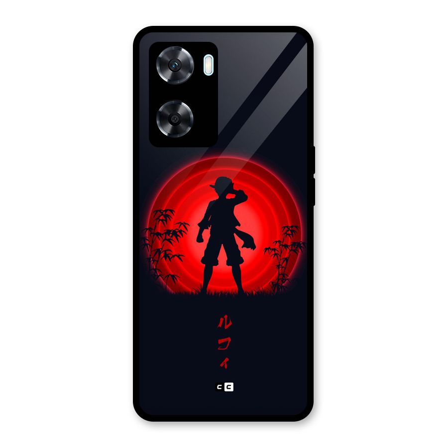 Dark Red Luffy Glass Back Case for Oppo A77s