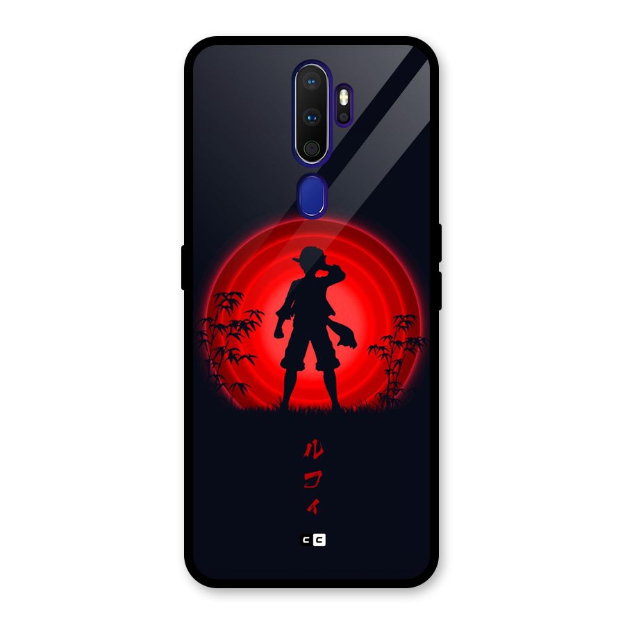 Dark Red Luffy Glass Back Case for Oppo A9 (2020)