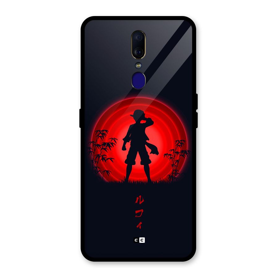 Dark Red Luffy Glass Back Case for Oppo F11