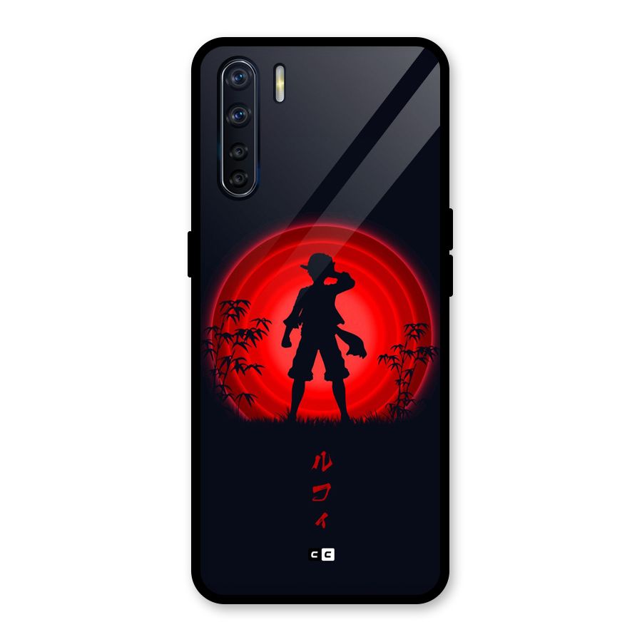 Dark Red Luffy Glass Back Case for Oppo F15