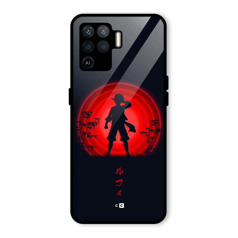 Dark Red Luffy Glass Back Case for Oppo F19 Pro